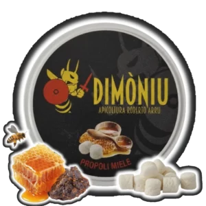 Fotografia della confezione di caramelle al propoli e miele di Apicoltura Roberto Arru