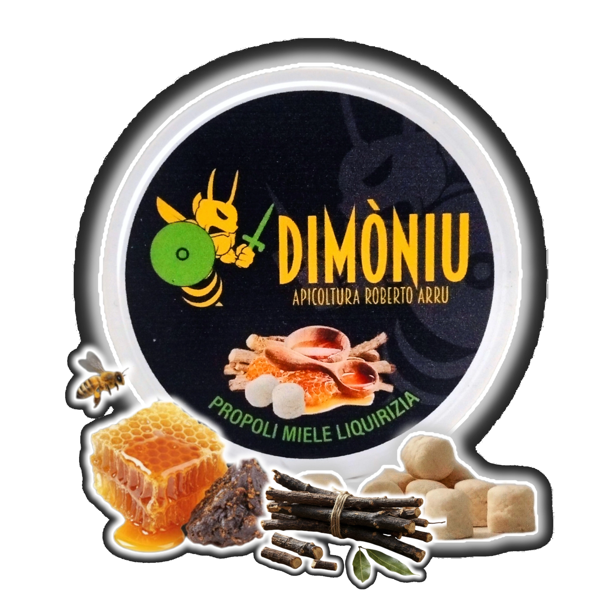 Fotografia della confezione di caramelle propoli miele e liquirizia di Apicoltura Roberto Arru