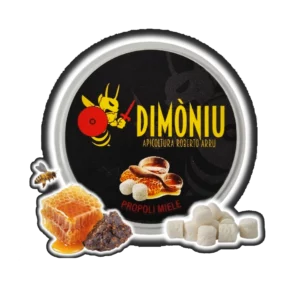 Fotografia della confezione di caramelle al propoli e miele di Apicoltura Roberto Arru