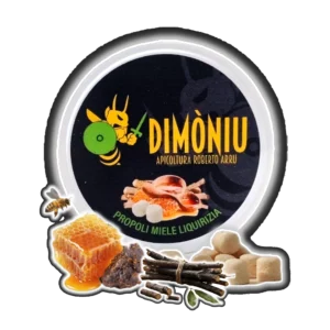 Fotografia della confezione di caramelle propoli miele e liquirizia di Apicoltura Roberto Arru