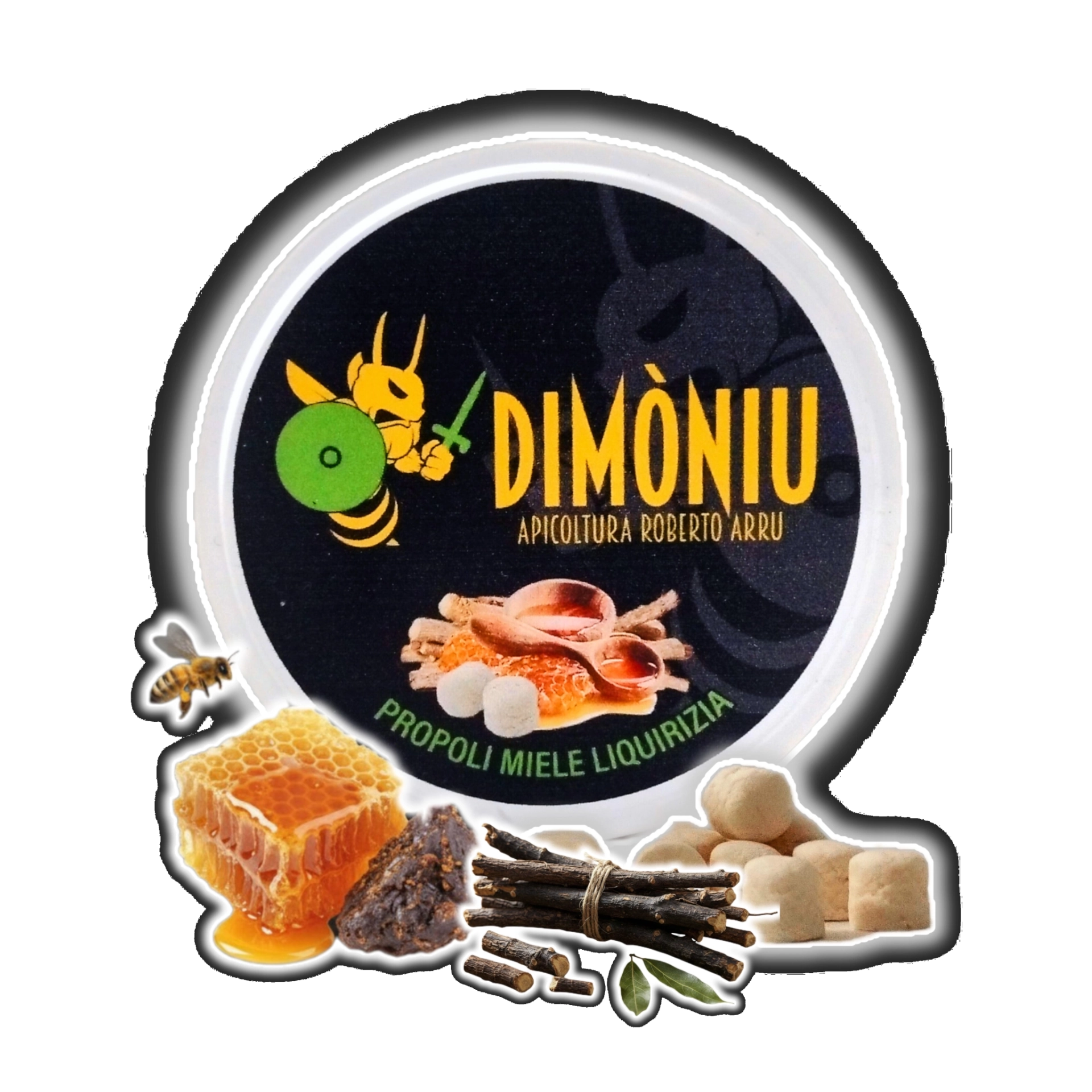 Fotografia della confezione di caramelle propoli miele e liquirizia di Apicoltura Roberto Arru